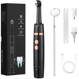 Electric Tooth Polisher with LED Light, 5 Intensity Modes, IPX6 Waterproof, 5 Replacement Heads