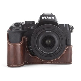MUZIRI KINOKOO Case for Nikon Z50 II Camera, PU Leather Z50 II Half Protective Case with Opening Bottom and Hand Grip Design - Retro Style Coffee