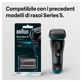 Braun 52B Testina di Ricambio Originale per Rasoio Elettrico Barba – Compatibile Con I Rasoi Series 5 Per Una Rasatura Ottimale Ogni Giorno, Nero