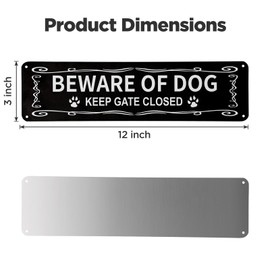 2 Pack Beware of Dog Sign Beware of Dog Signs for Fence Reflective,Fade Resistant,UV Protected Solid Aluminum Metal Warning Sign,12x3 Inch,Black