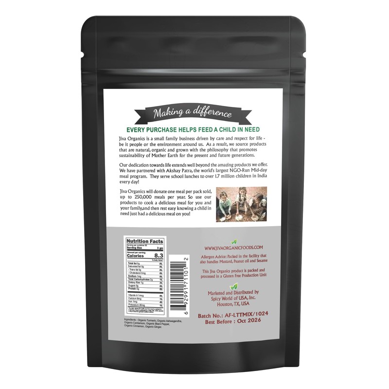 Jiva Organics Turmeric Tea Latte - Golden Milk Powder 7