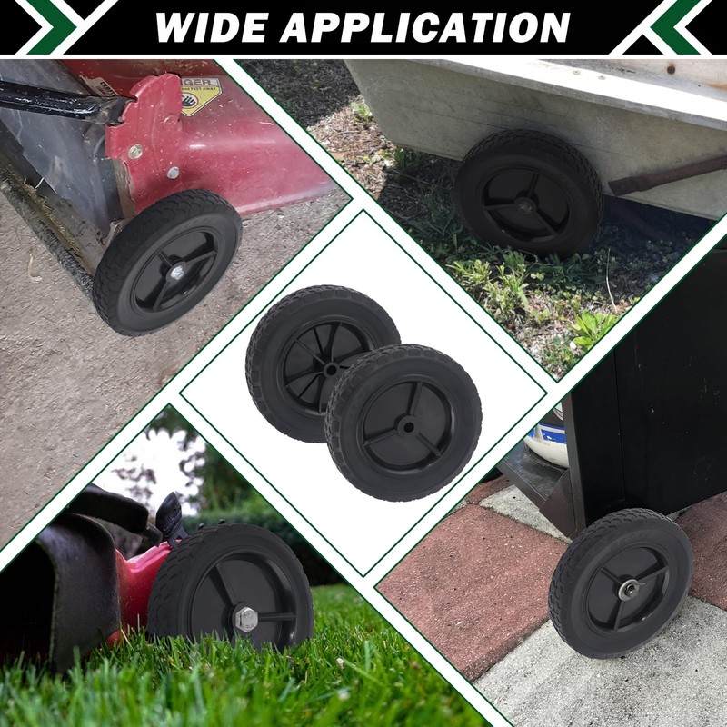 CheeMuii 7 Inch Lawn Mower Wheels 2 Pcs 7" Black