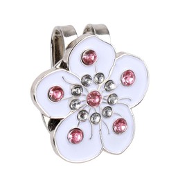 Gosknor Magnetic Golf Ball Marker with Hat Clip, Flower Shape Magnet Hat Clip Ball Marker Holders Golf Accessories Decoration for Bag Cap Glove Women Men Golfer Gift (White)