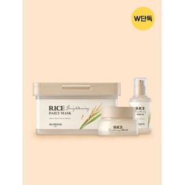 [Exclusive][Moisturizing Glow 3-piece Set] Rice Daily Mask 30 Sheets & Serum & Cream / [단독][보습광채3종SET] 라이스 데일리마스크 30매 & 세럼 & 크림