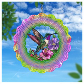 Hummingbird Wind Spinners Garden Decor as Birthday Gifts for Women Mom,12 inch 3D Stainless Steel Hanging Wind Spinner Metal Wind Catchers Kinetic Sculpture for Outdoor Decor, Patio,Yard Decorations
