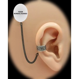 The HearClip Celtic Ear Cuff HearClip - Safety Line Retainer for Kanso Cochlear Implant - Double Black Chain