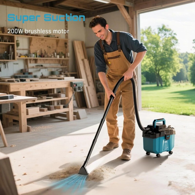 Seesii Wet Dry Vac cordless, 2.6 Gallon Small Shop Vacuum