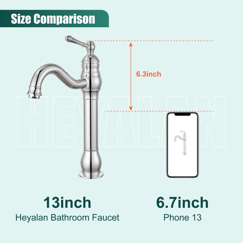 Heyalan Vessel Sink Faucet Tall Bathroom Faucet Single Handle 1