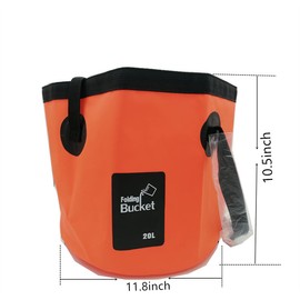 MIZORLIE (2Pack) Collapsible Buckets, Camping Water Storage Container 5 Gallon(20L) Portable Folding Bucket Wash Basin for Travelling Camping Hiking Fishing Boating Gardening (Blue + Orange)