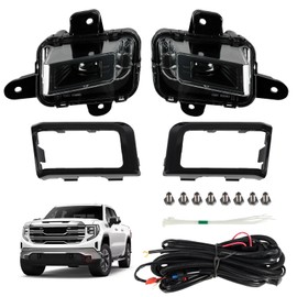 GM1039290 GM1038290 LED Fog Light Assembly 5pcs with Wire Harness Front Bumper Lamp Assembly with Bulbs Cover Bezels for 2022 2023 2024 GMC Sierra 1500 Replace# GM2593338 GM2592338 GM259233 84878759