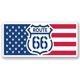 2 x 10cm/100mm USA Route 66 Window Cling Sticker Car Van Campervan Glass #4289