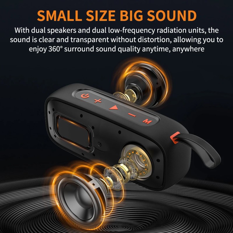 Shockproof Waterproof 40W Wireless Speaker 360° Surround Sound Deep Bass