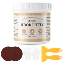SEISSO Wood Filler & Putty - Waterproof Outdoor Wood Repair Putty, Paintable & Stainable, White Furniture Repair Kit for Wooden Cabinets, Doors, Floors, Tables