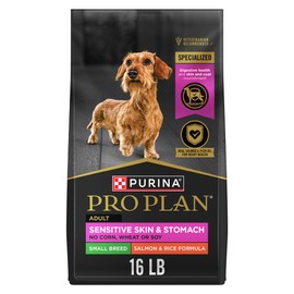 Purina Pro Plan Sensitive Skin and Stomach Dog Food Small Breed, Adult Salmon & Rice Formula - 16 lb. Bag