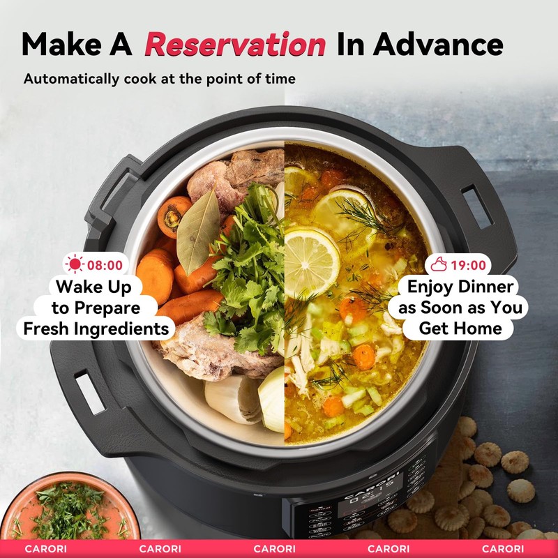 CARORI 1200W 12-in-1 Electric Pressure Cooker 8Qt, Stainless Steel Pressure