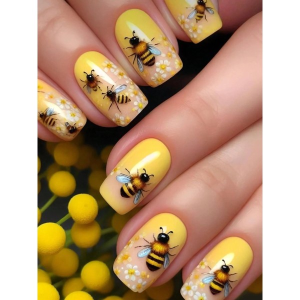 Unbranded False Nails 24pcs Set Bumble bee Free Shipping