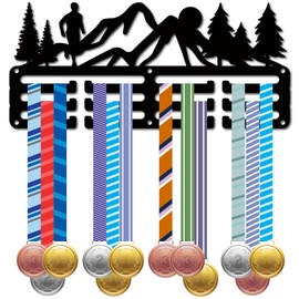 CREATCABIN Trail Running Medal Holder Medal Hangers Medal Rack Display Marathon Sports Metal Hanging Awards Iron Small Mount Awards for Wall Home Badge Mountain Running Medalist Black 11.4 x 5.1 Inch