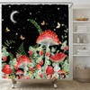AMFD Mushroom Shower Curtain Strawberries Butterfly New Moon Stars Black