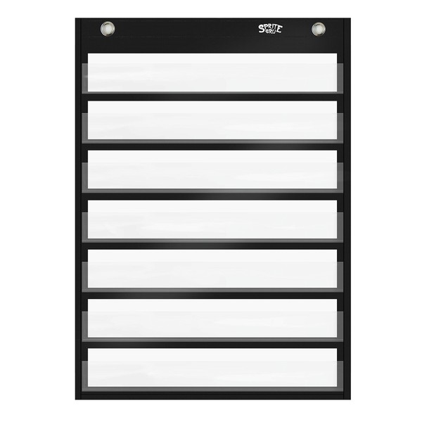 Magnetic Pocket Chart with 10 Dry Erase Cards for Standards,Daily Schedule,Activities,Class demonstrations (Black)
