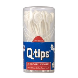Q-tips® Care Sticks Duo Applicators, Round Tin, (24 x 30 Pieces), Cotton Buds without Plastic, Make-Up Removal and Correction of Make-Up