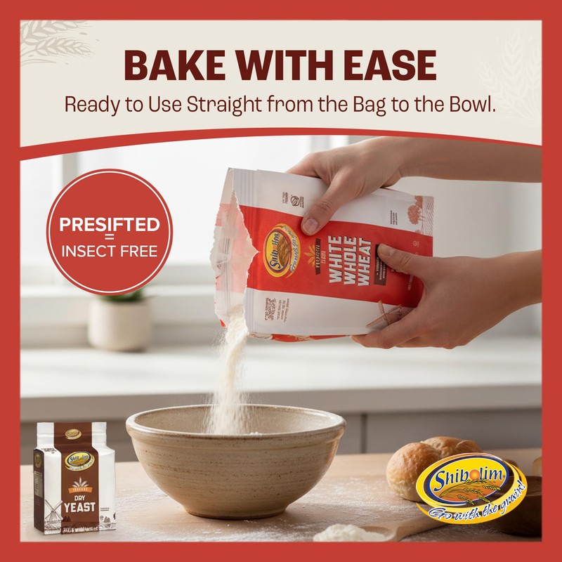 Shibolim White Whole Wheat Flour, 5lb | Triple Sifted Flour