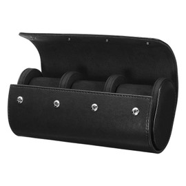 sourcing map Watch Roll Travel Case 3 Slots Portable Leather Watch Cases for Men and Women, Watches Storage Organizer with Removable Pillows for Traveling, Display, Home Storage, Black