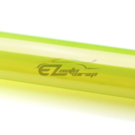 EZAUTO WRAP Free Tool Kit 12"x48" (1FT x 4FT) Glossy Neon Yellow Headlight Taillight Fog Light Side Marker Vinyl Tint Film Self Adhesive