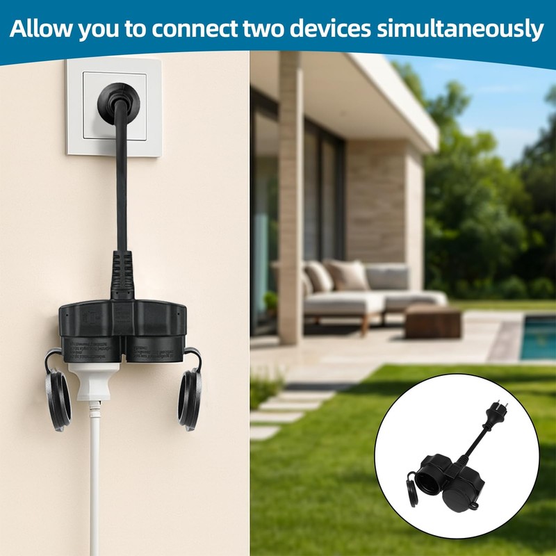 Socket Distributor Outdoor Double Plug IP44 Waterproof 3500W 16A 250V