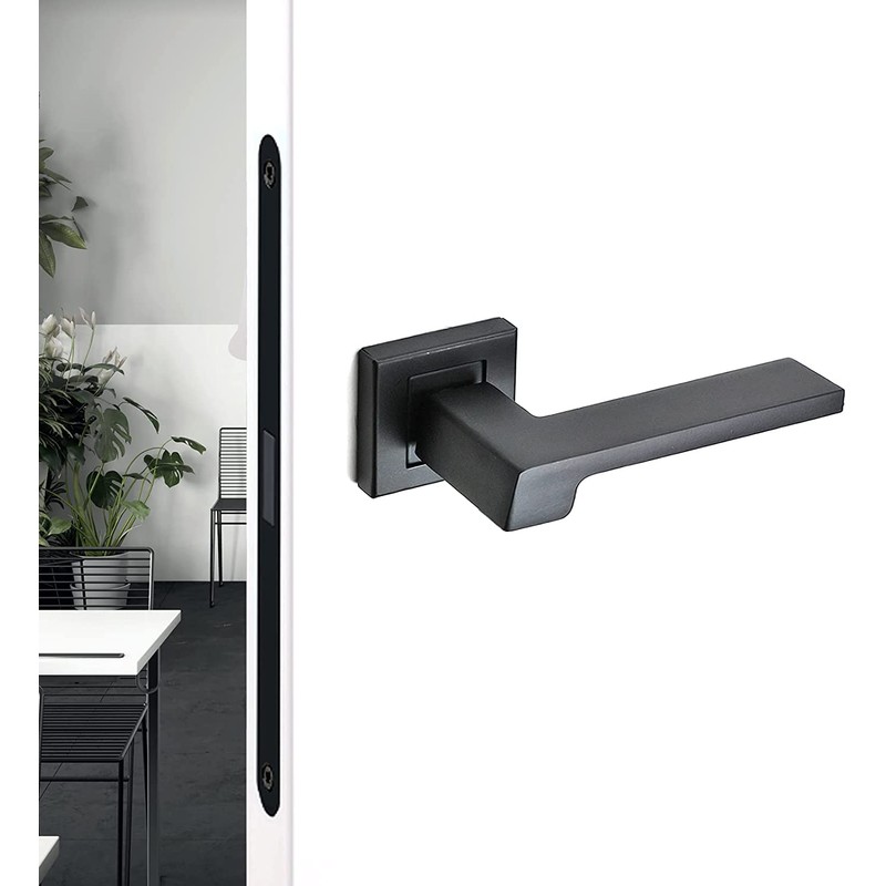Decoranddecor Spectra Matt Black Door Aluminium Handles Lever On 54mm