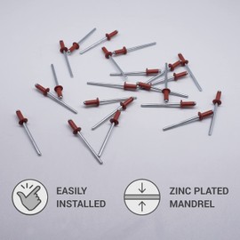 Pack of 100 Painted Blind Rivets 3.2 x 8 mm, Dome Head, DIN 7337, Aluminium Rivets and Steel Mandrel, Pop Rivets (100, Copper Brown RAL 8004)