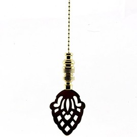 Polished Brass Acorn Silhouette Ceiling Fan Pull 3"h with 12" Polished Brass Chain