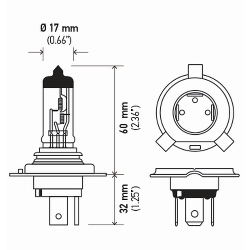 HELLA H4P50 +50 Performance Bulb, 12V, 60/55W