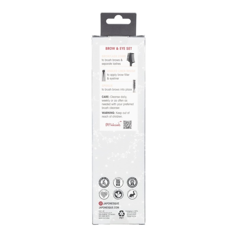 JAPONESQUE Brow & Eye Brush Set, Includes Brow/Lash Comb to
