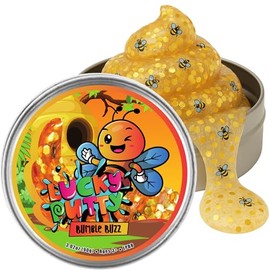 Lucky Putty Bumble Buzz Clear Putty, 3.2 oz, Golden Hexagon Glitter with Bee Pieces