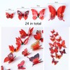 CL-Link 24PCS 3D Butterfly Wall Decals Red Double Layer Butterflies