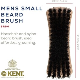 Kent BRD6 - Cepillo para barba y bigote para hombre, cerdas naturales de jabalí para dar forma y aseo impecables. Mango ergonómico de madera. Barba seca o húmeda, distribuye aceites y bálsamos. Fabricado en Inglaterra