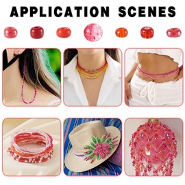 KISSITTY Red Glass Crystal Seed Beads Colorful Rondelle Round 7 Styles Drilled Small Craft Loose Spacer Beads for DIY Beading Brooches Necklaces Earrings Bracelets Jewelry Making