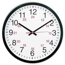 Universal 24-Hour Round Wall Clock, 12 5/8", Black (10441)
