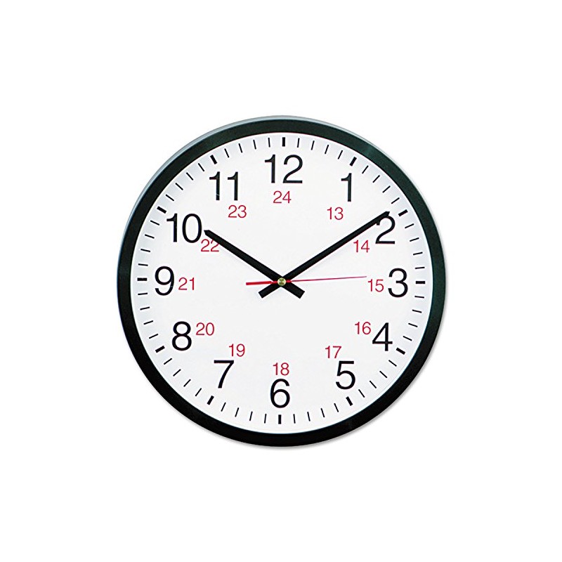 Universal 24-Hour Round Wall Clock, 12 5/8", Black (10441)