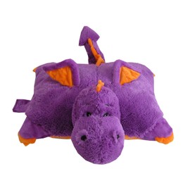 Purple Dragon Zoopurr Pets 19" Large, 2-in-1 Stuffed Animal and Pillow | Expandable Cushion | Premium Soft Plush Cute Toy Travel Comfort | Great Present for Toddlers & Kids