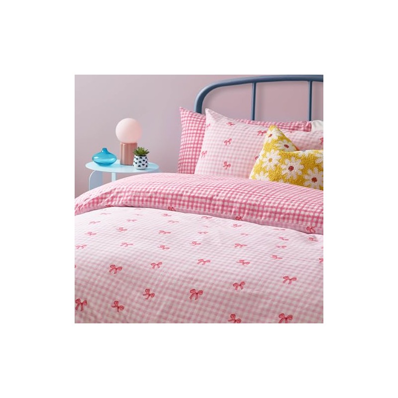 Heya Home Gingham Bows Printed Duvet Set - Pink -