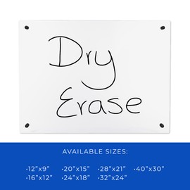 12x16 Dry Erase Board for Wall - with .25 Clear Acrylic and Black Stand Off Finish - Perfect Whiteboard for Office, Home, Classroom - Durable and Stylish .25 Clear Acrylic Dry Erase Board