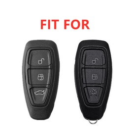 Otai Zinc Alloy Car Key Cover Case Compatible with Ford Focus Mk2 Mk3 Kuga Edge Ranger Mondeo Smart Shell Protector 3 Buttons (Silver Color B)