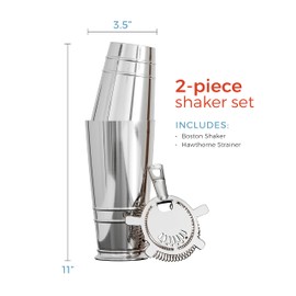 Crafthouse by Fortessa Professional Barware/Bar Tools by Charles Joly, Shaker Set with Boston Shaker and Hawthorne Strainer, 2 Piece Set – CRFTHS.SKRSR.ST