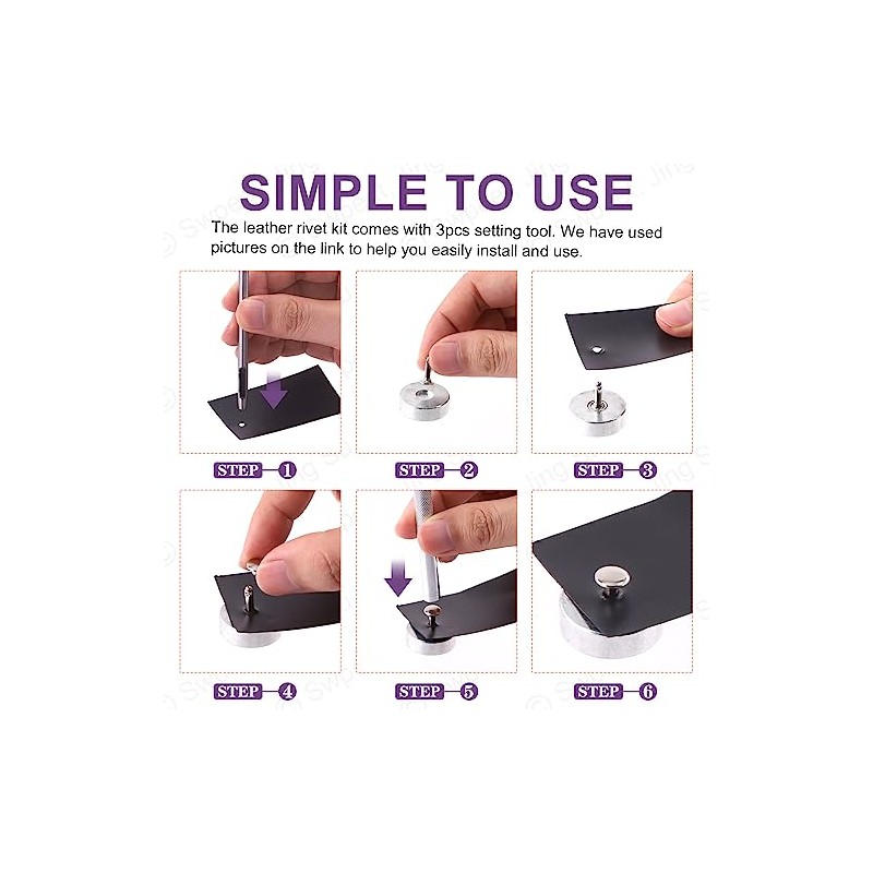Swpeet Remaches de doble tapa para manualidades de piel (N5)