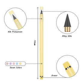 OFFCUP Infinity Pencil,7PCS Inkless Pencil Inkless Magic Pencil with Extra 7 Eraser Reusable Everlasting Pencil with 7 Replaceable Nibs for Writing Drawing Students Home Office School Supplies