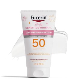 Eucerin Sun Sensitive Mineral Baby Sunscreen SPF 50, Sunscreen Lotion With Zinc Oxide Protection, 4 Fl Oz Tube