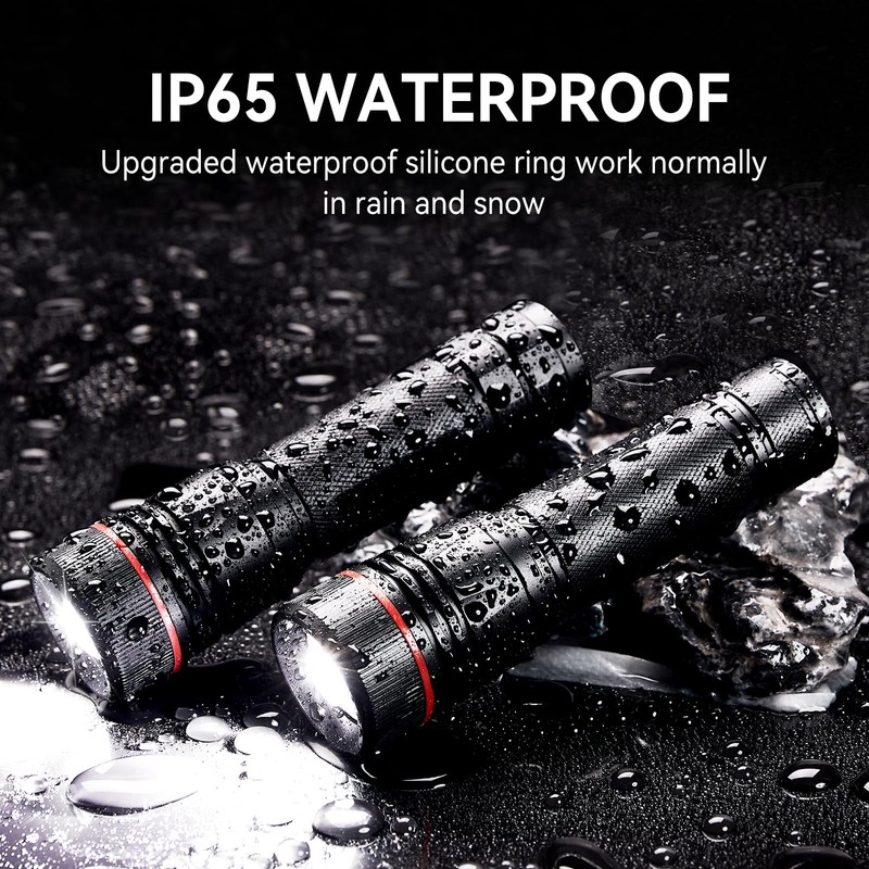 WdtPro Rechargeable Flashlights High Lumens, 2 Pack 10H Long Lasting