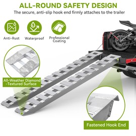 AUTOSAVER88 2pcs 6000lbs 60" x 12" Aluminum Trailer Ramps, Loading Ramps Car ATV Truck Auto Hauler Knife & Hook Ends