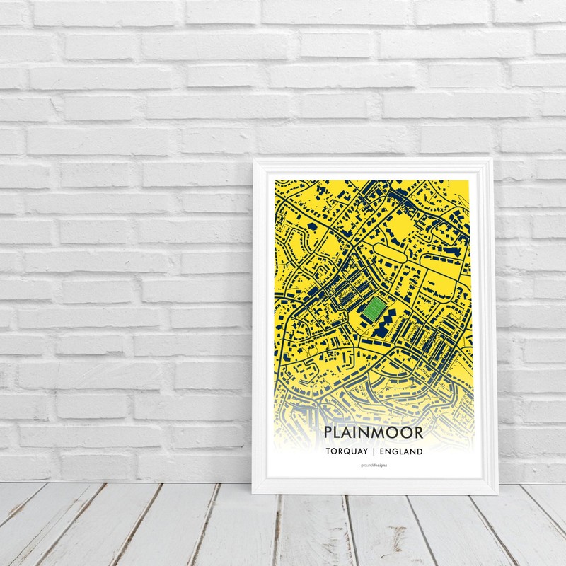 GroundDesigns TORQUAY UNITED FC Football Gift PLAINMOOR Stadium Art Map